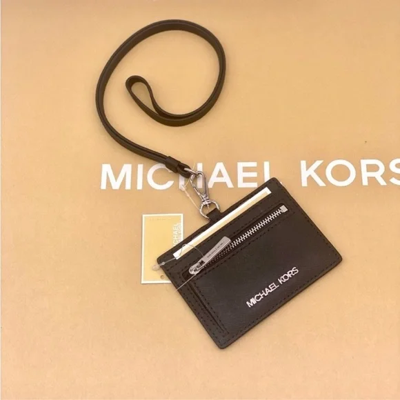 Michael Kors Black Card Wallet Lanyard - Picture 2 of 9
